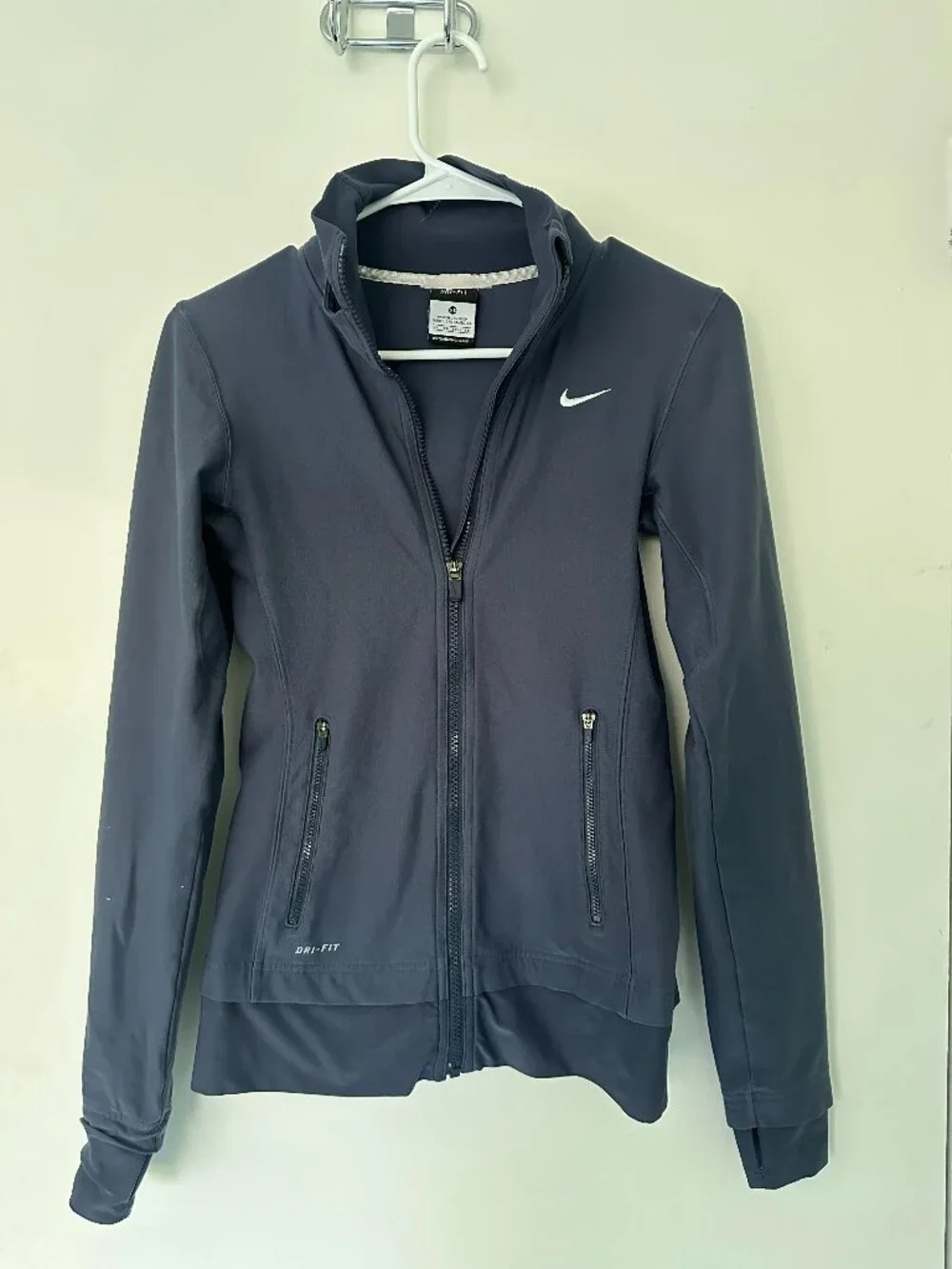 Nike Dri-Fit Dark Blue/Gray Dri-Fit Track Jacket | Slim Fit | Full Zip | Stretch